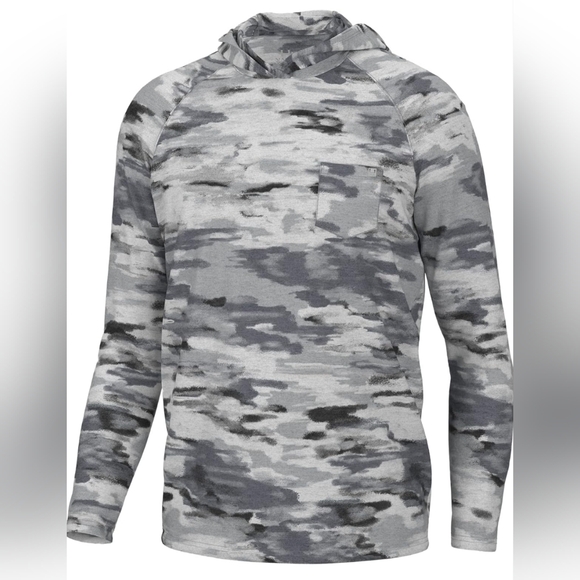 HUK Waypoint Pattern Hoodie, Performance Fishing Shirt for Men - SMALL - Picture 1 of 6